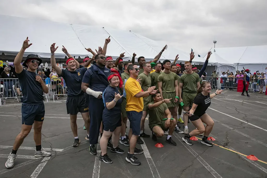 U.S. Navy, Marines and Coast Guardsmen play dodgeball
