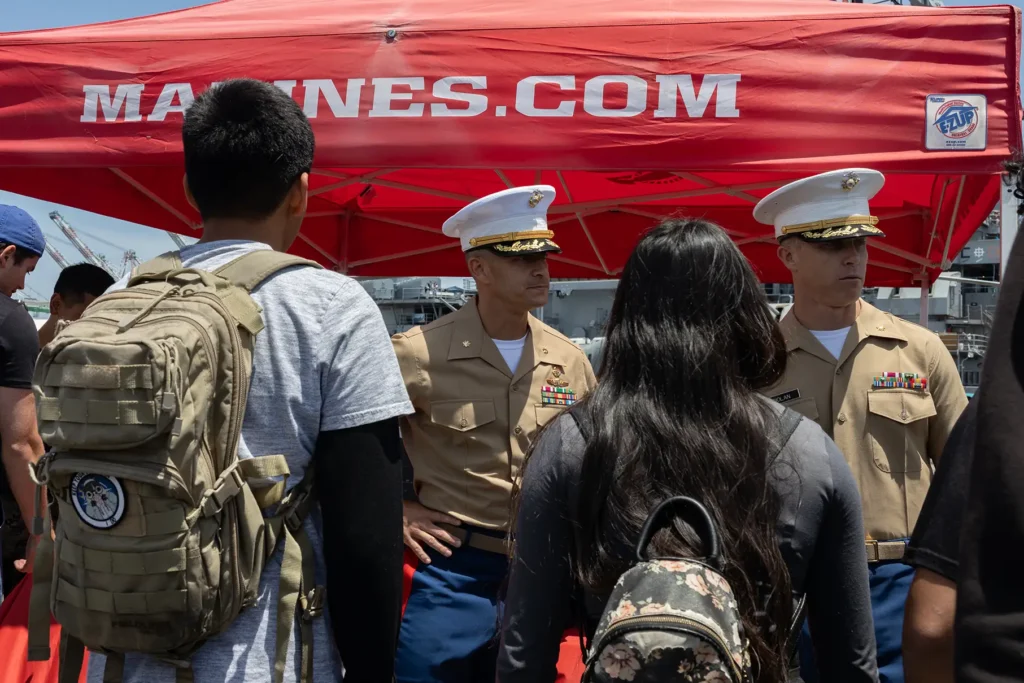U.S. Marine Corps Maj. Gregory Pack, incoming commanding officer, left, and Maj. Michael Nolan, outgoing commanding officer