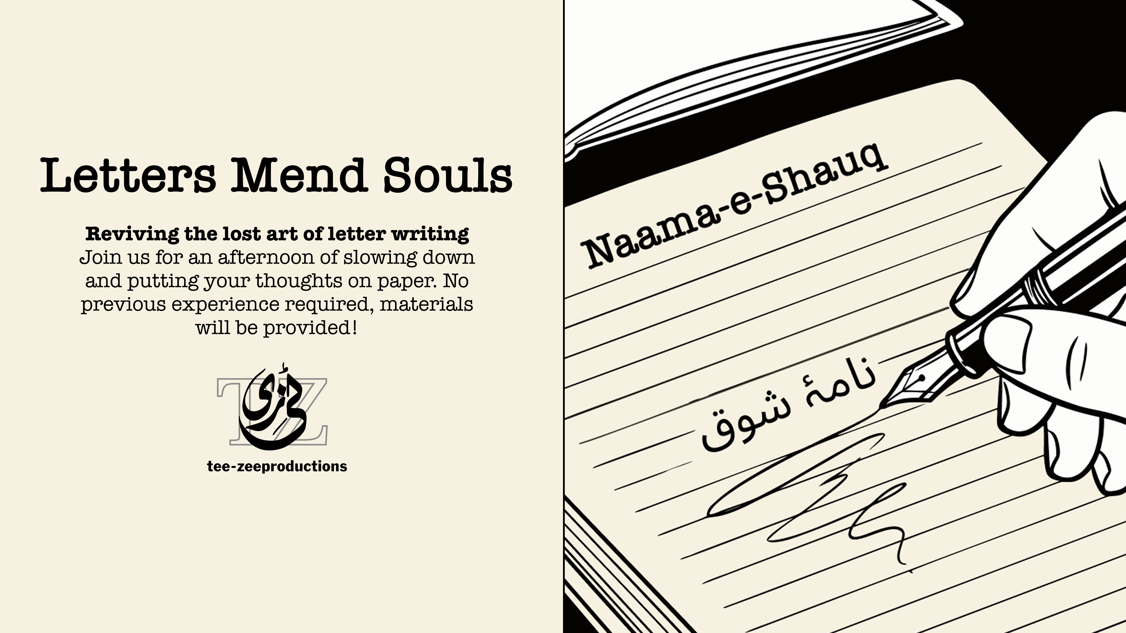 A Letter-Writing Workshop                                                                                                                                                   "Letters Mend Souls"